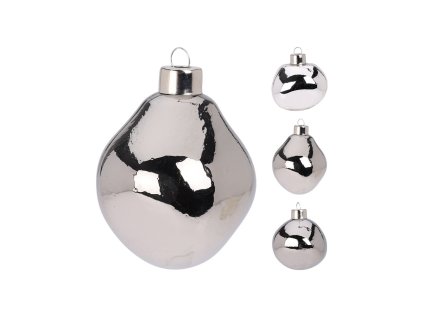 vanocni ozdoba sklenena 60 mm seda stribrna sada 3 ks