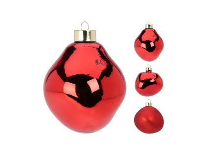 vanocni ozdoba sklenena 60 mm cervena sada 3 ks