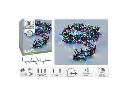 svetelny retez micro cluster 1000 led barevny delka 20 m venkovni pouziti 230v