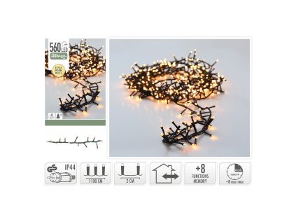 svetelny retez mikro cluster 560 led bila extra tepla 11 m vnej pouziti 230v