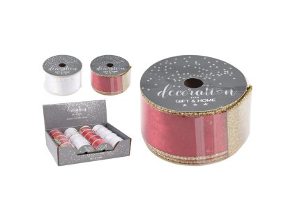 stuha dekoracni velvet 38x2700 mm bila cervena
