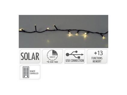 svetelny retez 480 led bila tepla se solarnim panelem delka 21 m