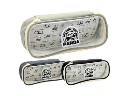 pouzdro na psaci potreby panda s chlopni a pruhlednym vikem prazdne mix barev