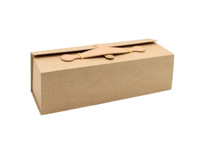 darkova krabice na lahev pevny kraft karton s pu uchem hneda