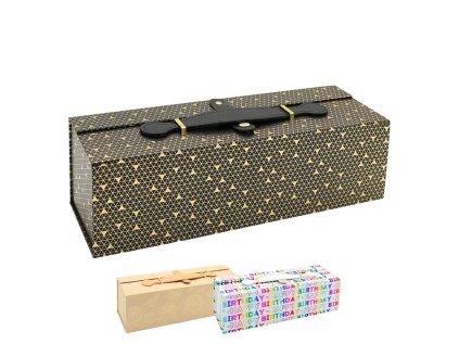 darkova krabice na lahev pevny karton s pu uchem mix 3 designu
