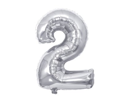 narozeninovy balonek stribrny 40 100 cm cislo 2