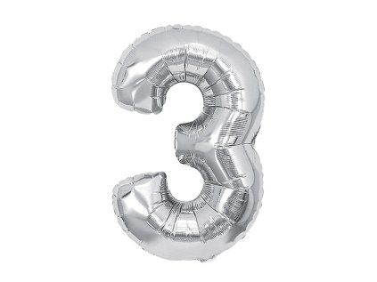 narozeninovy balonek stribrny 40 100 cm cislo 3