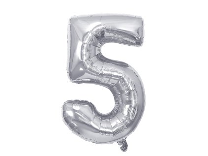 narozeninovy balonek stribrny 40 100 cm cislo 5