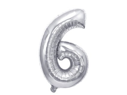 narozeninovy balonek stribrny 40 100 cm cislo 6