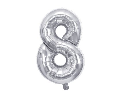 narozeninovy balonek stribrny 40 100 cm cislo 8