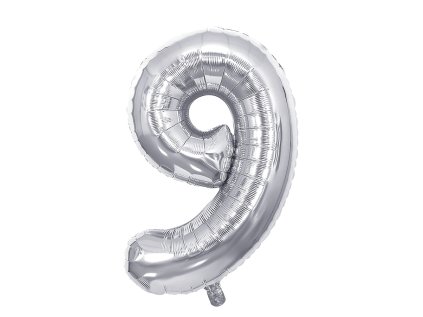 narozeninovy balonek stribrny 40 100 cm cislo 9