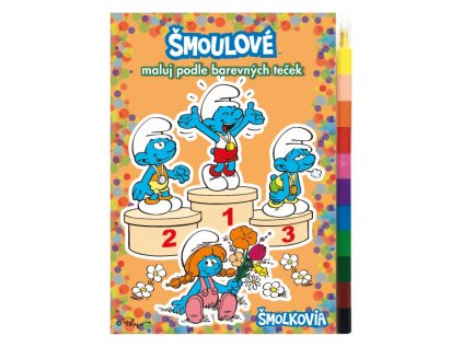 omalovanka smoulove maluj podle barevnych tecek maxi voskovka