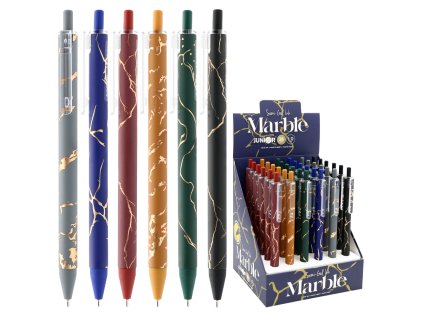 pero kulickove junior marble hrot 1 0 mm semi gel modra napln mix barev