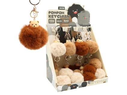 klicenka privesek junior pompom mix hnedych barev
