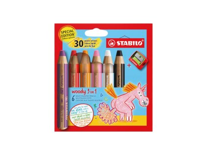 pastelky stabilo woody 3 v 1 barvicka vodovka voskovka 6 ks jednorozec