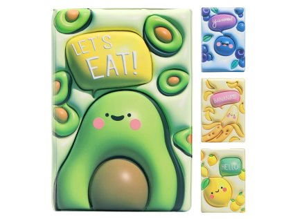 poznamkovy blok denik a5 80 listu ovoce mekky pu potah mix 4 vzoru