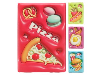 poznamkovy blok diar a5 80 listu fast food mekky pu potah mix 4 vzoru