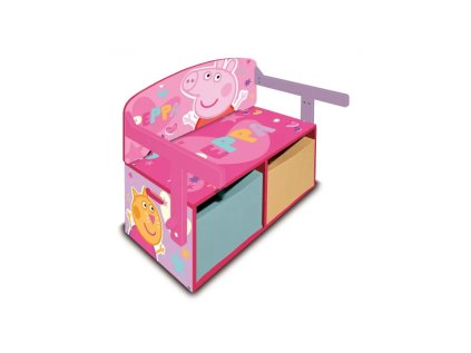 detsky dreveny nabytok 3v1 peppa pig lavicka box na hracky stolik pp13986