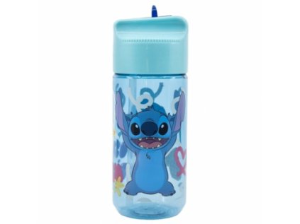 plastova flasa s vysuvnou slamkou lilo stitch transparent tritan 430ml 75036