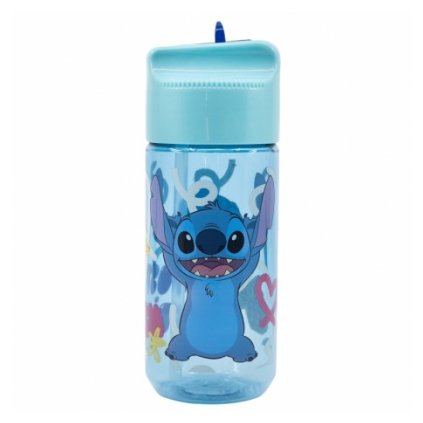 plastova flasa s vysuvnou slamkou lilo stitch transparent tritan 430ml 75036