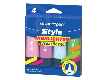 zvyraznovac centropen 6252 style soft klinovy hrot 1 4 6 mm 4 pastelove barvy