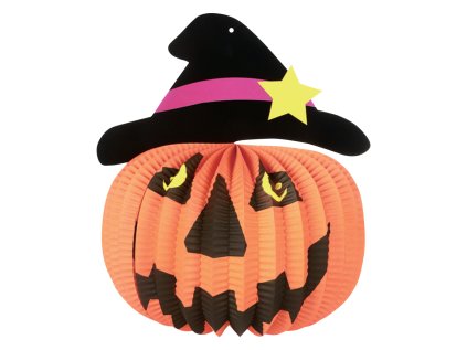 lampion kulaty 26 cm dyne s kloboukem halloween