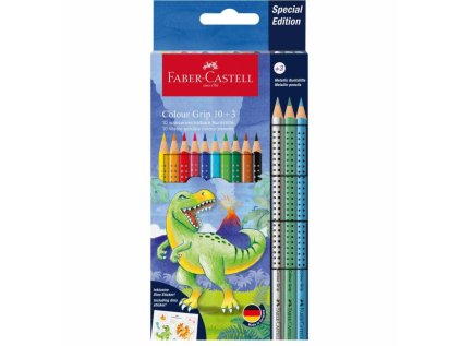 sada pastelek faber castell colour grip 10 3 metalicke dino