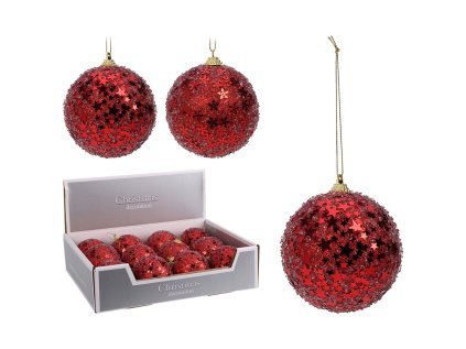 vanocni koule 80 mm trpytiva cervena mix vzoru cena 1 ks