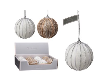 vanocni koule 80 mm trpytiva zdobena goralkami mix 2 barev cena 1 ks