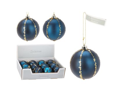 vanocni koule 80 mm zdobena flitry mix 2 barev cena 1 ks