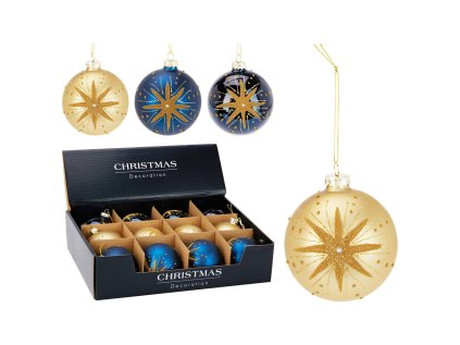 vanocni koule 80 mm zlata trpytiva mix 3 vzoru cena 1 ks