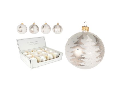 vanocni koule 80 mm trpytivy dekor stomcek mix 4 vzoru cena 1 ks