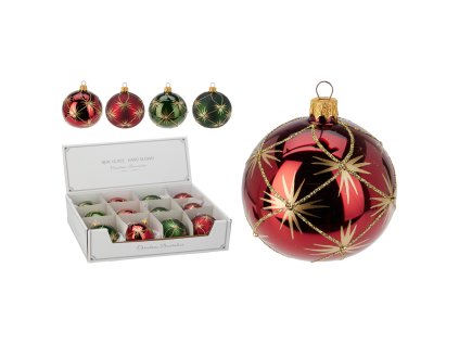 vanocni koule 80 mm trpytivy zlaty dekor mix 4 barev cena 1 ks