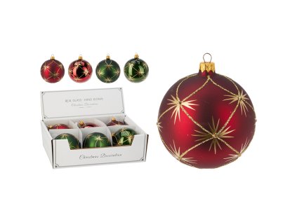 vanocni koule 100 mm zlaty trpytivy dekor mix 4 barev cena 1 ks