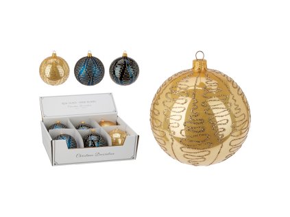 vanocni koule 100 mm zlaty trpytivy dekor mix 4 barev cena 1 ks