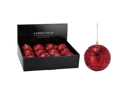 vanocni koule 80 mm cervena trpytiva cena 1 ks