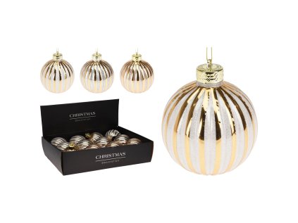 vanocni koule 100 mm trpytiva pruhovany dekor mix 3 barev cena 1 ks