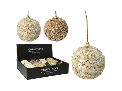 vanocni koule 80 mm trpytiva s flitry mix 2 barev cena 1 ks