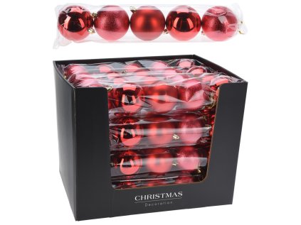 vanocni koule 80 mm v cervene barve mix sada 5 kusu