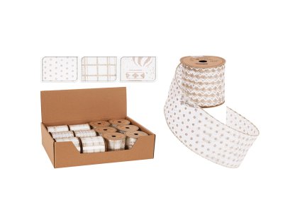 dekoracni stuha 63x2700 mm zlata sampanska mix 3 vzoru cena 1 ks