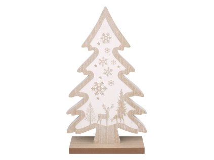 vanocni strom s bilym potiskem dreveny k postaveni 17 x 30 x 5 cm