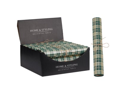 organza latkova 28x270 cm zelena vzor karo zlate barvy