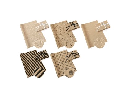 darkovy papir 70 x 200 cm kraft 6 mix 5 vzoru