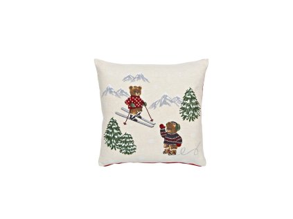 povlak na polstar s medvidkem 45x45 cm bezovo cerveny