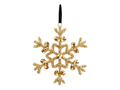 vanocni ozdoba zlata snehova vlocka prumer 13 cm kov sklo