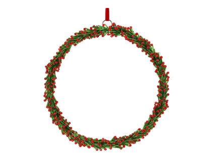 skleneny vanocni venec 20 cm na zaveseni zeleno cerveny kruh