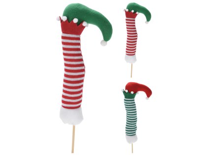 vanocni puncocha elf na drevene tyci 56 cm 2 varianty cena za 1 ks