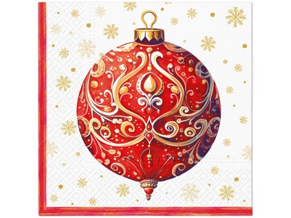 ubrousky paw l 33x33cm red bauble with ornament