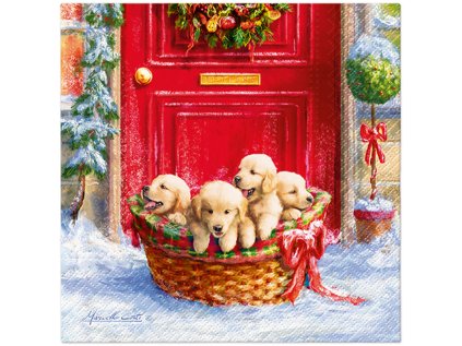 ubrousky paw l 33x33cm christmas puppies