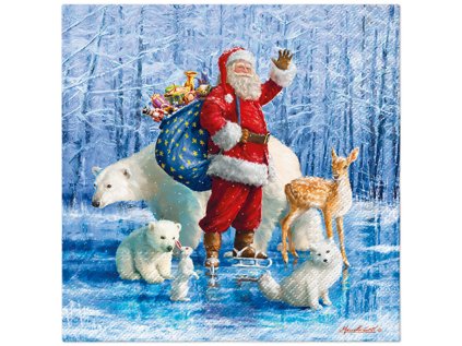 ubrousky paw l 33x33cm santa claus with animals